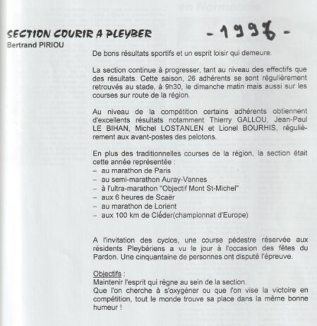 Bilan de la saison 1996 Bilan de la saison 1996